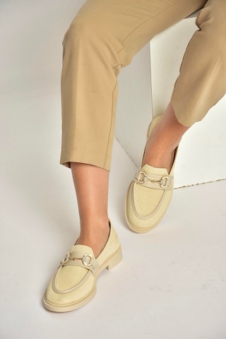 Fox Shoes Y330722104 Bej Triko Kumaş Toka Detaylı Günlük Kadın Ayakkabı Bej