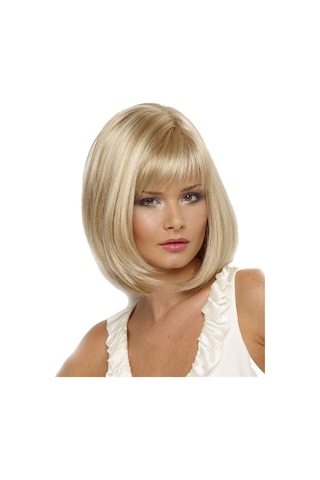 Sarışın Kısa Kadın Peruk Doğal Tam Sentetik Düz Saç Çok Renkli