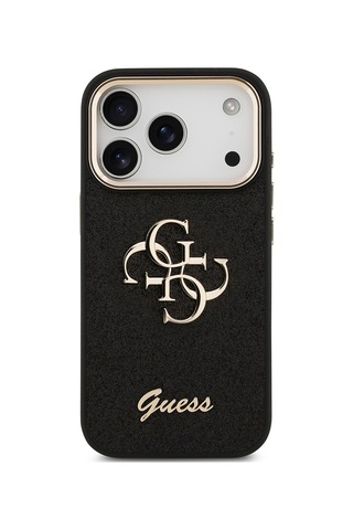 Apple Uyumlu iPhone 17 Pro Kılıf Guess Lisanslı 4g Büyük Metal Logolu Glitter Kapak Siyah Siyah