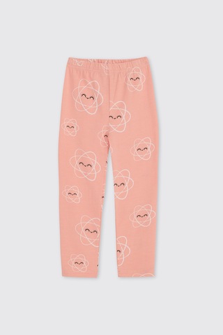 Panço Kız Bebek Desenli Somon Tayt Pembe