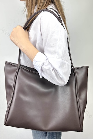 Çift Saplı Yumuşak Deri Omuz Ve El Çantası Acı Kahve, 71 Kahverengi