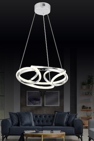 Ld 061 K Topsuz Model Krom 3 Renkli Salon Ve Oturma Odası İçin İdeal Alüminyum Avize, 50x90 Krom