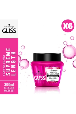 Gliss Supreme Length - Koruyucu 2'si 1 Arada Maske 300 Ml X6 Adet