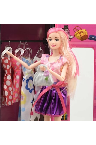 Beauty Sonsuz Hareket Bebekli Aksesuarlı Pembe Gardrop