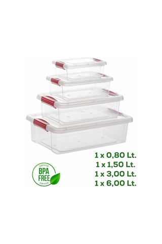 Porsima Org-466 Fresh 4 Lü Çok Amaçlı Kapaklı Saklama Kabı Seti