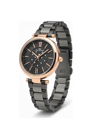 For Motion Kadın Kol Saati Altın Renk, Siyah Kadran - Fm.b01164m.04, 2 Yıl Garantili Altın