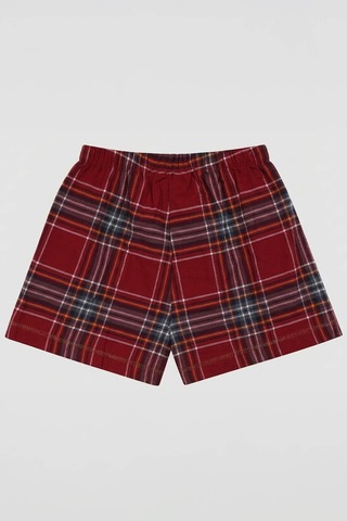 Markapia Kadın %100 Pamuk Ekose Desenli Bağcıklı Pijama Şort Bordo