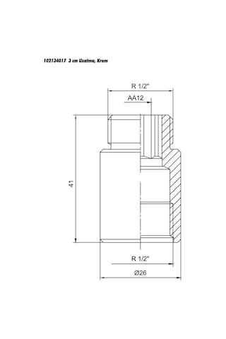 5 Adet Eca 1/2 3Cm Uzatma Krom (Musluk Uzatma) 102134017 Pirinç