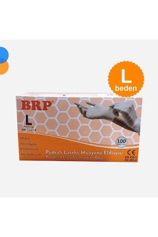 Brp Lateks Pudralı Eldiven Large L 100'lü Kutu
