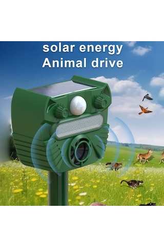Vkemall Güneş Enerjili Ultrasonik Hayvan Kovucu, Dış Mekan Sulu Koruma, Yabani Hayvanları Kuş, Tavşan, Sincap Uzaklaştırıcı, Led Işık Ve Alarm, 52 Fişlik Algılama Mesafesi