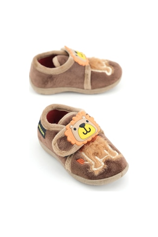 Gezer Erkek Çocuk Bebek Kışlık Cırtlı Ayarlanabilir Günlük Okul Kreş Panduf Ayakkabı Kahverengi