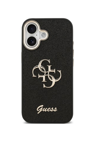 Apple Uyumlu iPhone 17 Kılıf Guess Lisanslı 4g Büyük Metal Kamera Çerçeveli Ve Logolu Glitter Kapak Siyah