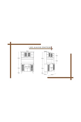 Kahve Köşesi 120 Cm %100 Mdf Panjur Kapak Çok Amaçlı Dolap Gri