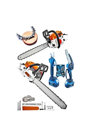 Pro 3'lü Set 7.9 Hp Benzinli Odun Ağaç Kesme Hızar Motoru 256vf Şarjlı Dal Budama Makası Ve Testere