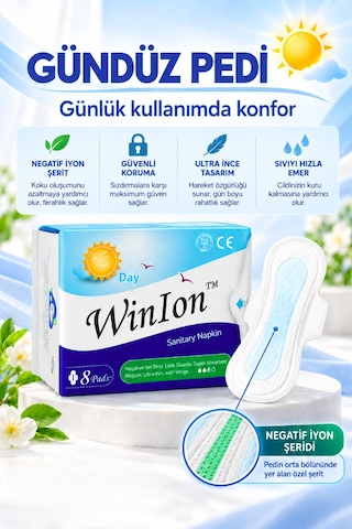 Winalite Negatif Iyonlu Anion Hijyenik Ped Gündüz 8'li