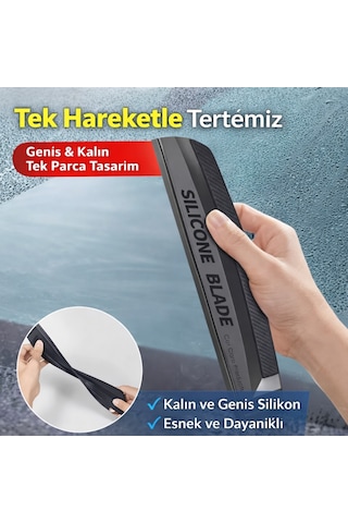 Polham 30cm Premium Silikon Araç Kurulama Sileceği İz Bırakmaz, Çizmez,cam, Ayna Ve Duşakabin Uyumlu