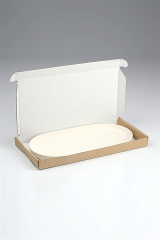 Dik Kenarlı Oval Tabak Seramik Bisküvi - 41 X 20.5 Cm - Ham Ürün Boyanabilir Obje
