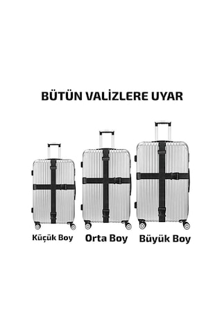 4 Adet Yeşil Renk Valiz Bavul Emniyet Kemeri Bütün Valizlere Uyar Siyah