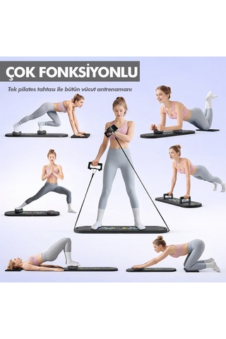Missidea Çok Fonksiyonlu Siyah Pilates Ve Fitness Tahtası Direnç Bantlı Karın, Kol, Sırt Ve Core Egzersiz Aleti