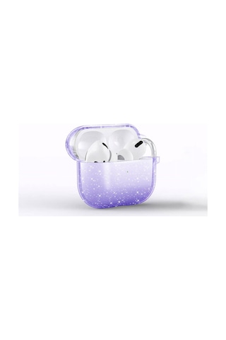 Apple AirPods Uyumlu 3. Nesil Zore Allstar Airbag 32 Parlayan Simli Saydam Renkli Kılıf Mor