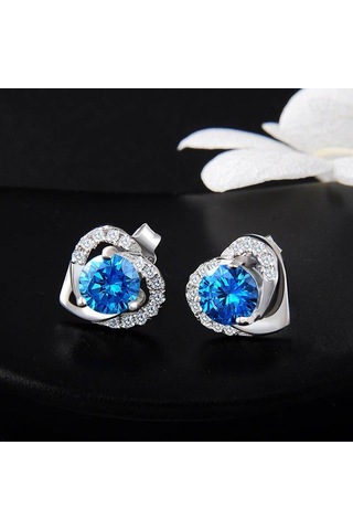 Mavi Tancise 925 Ayar Gümüş Zirkon Küpe Damla Küpe Kadınlar Için Düğün Hediyeleri