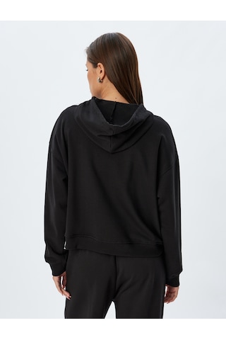 Koton Kapşonlu Sweatshirt Basic Uzun Kollu Üç İplik Pamuklu Siyah 5wak10223ek Siyah