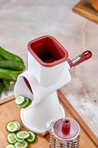 Cooker Paslanmaz Çelik Çevirmeli Rende Kollu Sebze Doğrayıcı Ckr3380-kırmızı Kırmızı