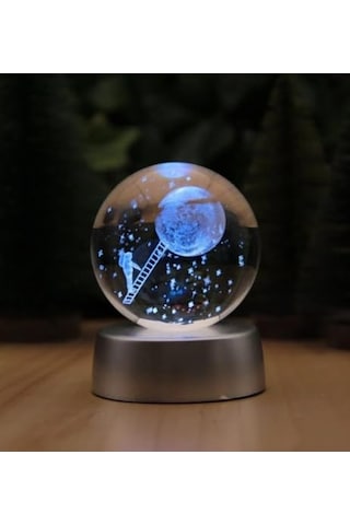 3d Kristal Cam Küre Renk Değiştiren Led Işıklı Gece Lambası Dekoratif Hediyelik Özel Tasarım Harika Bir Hediye