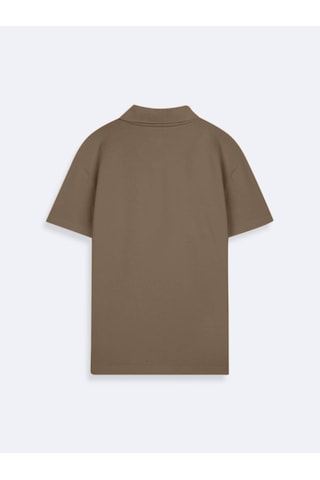 LTB V Yaka Pike Polo Yaka Kahverengi T-shırt
