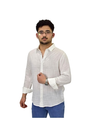 Erkek Spor Silim Fit Uzun Kol Gömlek G5005 Bgl-st04494 Beyaz