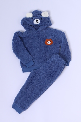 Erkek Bebek Peluş Alt Üst Takım Baskılı D47 Lacivert