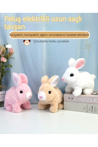 Yürüyen, Havlayan Ve Kulaklarını Oynatan Elektrikli Elektrikli Tavşan-bej
