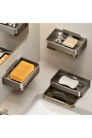 Yunboo Banyo Duvar Tipi Sabun Konteyneri, Delme Yok Kurulum, İki Katlı Sulama Özelliği, Ev Kullanıma Uygun, Detachable Temizlenebilir,伯爵 Siyah 1 Adet Diğer