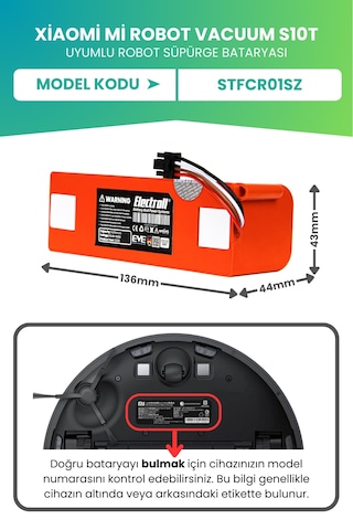Xiaomi Mi Robot Vacuum S10t Uyumlu Batarya 6400mah