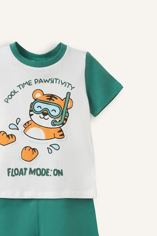 Defacto Baskılı Kısa Kollu Üst Şort Alt 2li Pijama Takımı Erkek Bebek H8217a526hser105 Ekru-er105