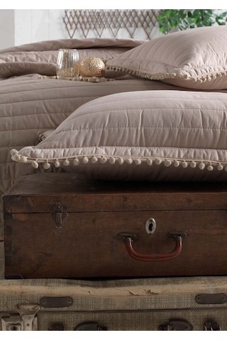 Clasy Çift Kişilik Kapitone Yatak Örtüsü Takımı Pedra Kahve Kahverengi