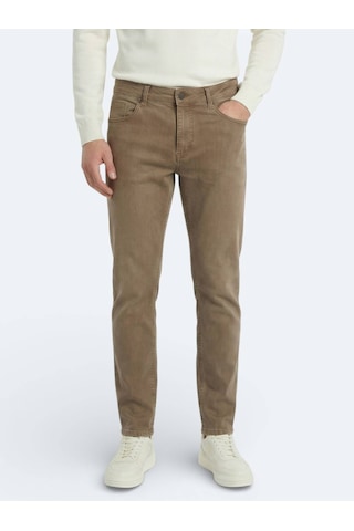 Kip Hardal Slim Fit Denim Pamuk Karışımlı Pantolon