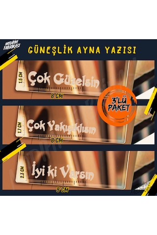 Güneşlik Ayna Sticker Seti 3'lü Paket
