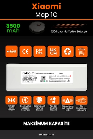 Xiaomi Mi Vacuum Mop 1c 3500mAh Robot Süpürge Bataryası