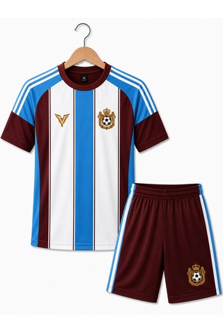 Yenteks İsim Yazılır Çocuk Futbol Forması Bordo Mavi Özel Tasarım 4 Parça Forma+şort+çorap+bileklik Bordo - Mavi