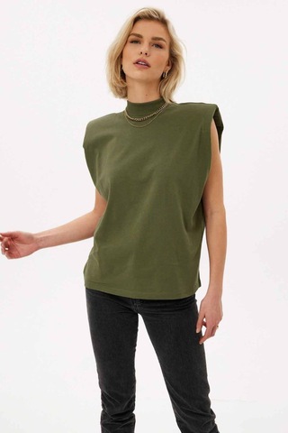 Seeh Girls Haki Vatkalı Tişört Sh388 Basic