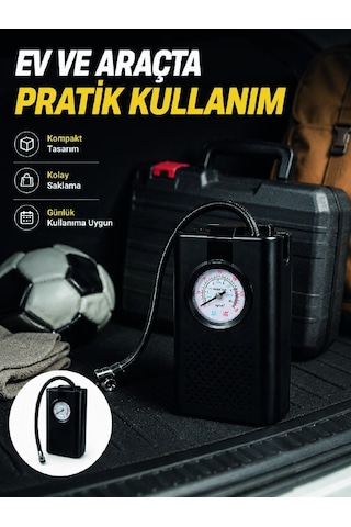 Taşınabilir Araç Hava Pompası Analog Manometreli Lastik Şişirme Pompası