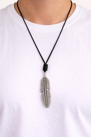 Kore İp Askılı Ve Krom Çelik Kaplamalı Unisex Tribal Kolye Gümüş5