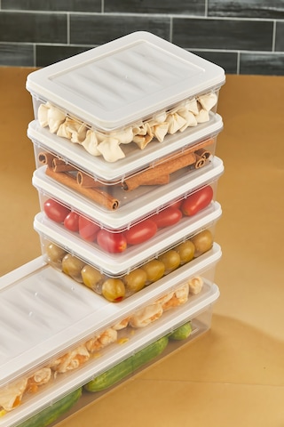 Multi Box 6 Lı Set Saklama Kabı Seti 2 Farklı Boy- Dondurucu & Mikrodalga Uyumlu Krem