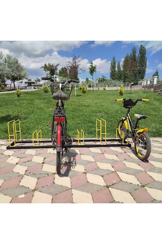 Bisiklet Park Demiri Bisiklet Park Yeri Metal Park Alanı 6 Lı Sarı - Siyah