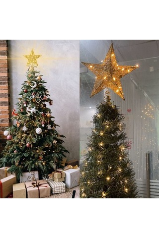 Xianwen Geeroyoo Parlak Yıldız Şekilli Noel Ağacı Tepe Süsü -