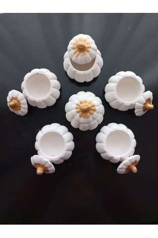 Mini Balkabağı 6'lı Lokumluk, Kahve Yanı Sunumluk Beyaz Dekoratif Obje 01