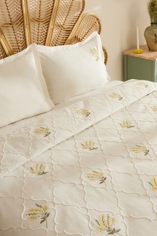 Karaca Home Shaela Çiçek Nakışlı Çift Kişilik Pike/yatak Örtüsü Takımı Sarı Sari