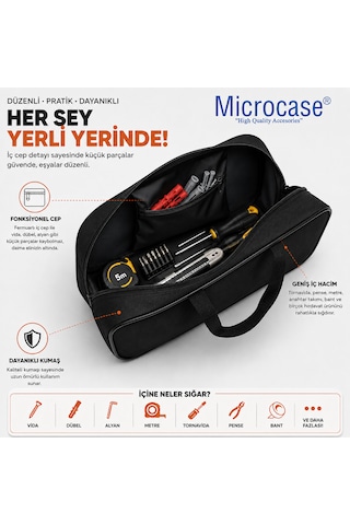 Microcase Su Geçirmez El Tutacaklı Takım Ve Hırdavat Çantası Al5640 Siyah