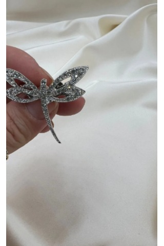 Bb Zirkon Taşlı Yusufcuk Broş Gümüş